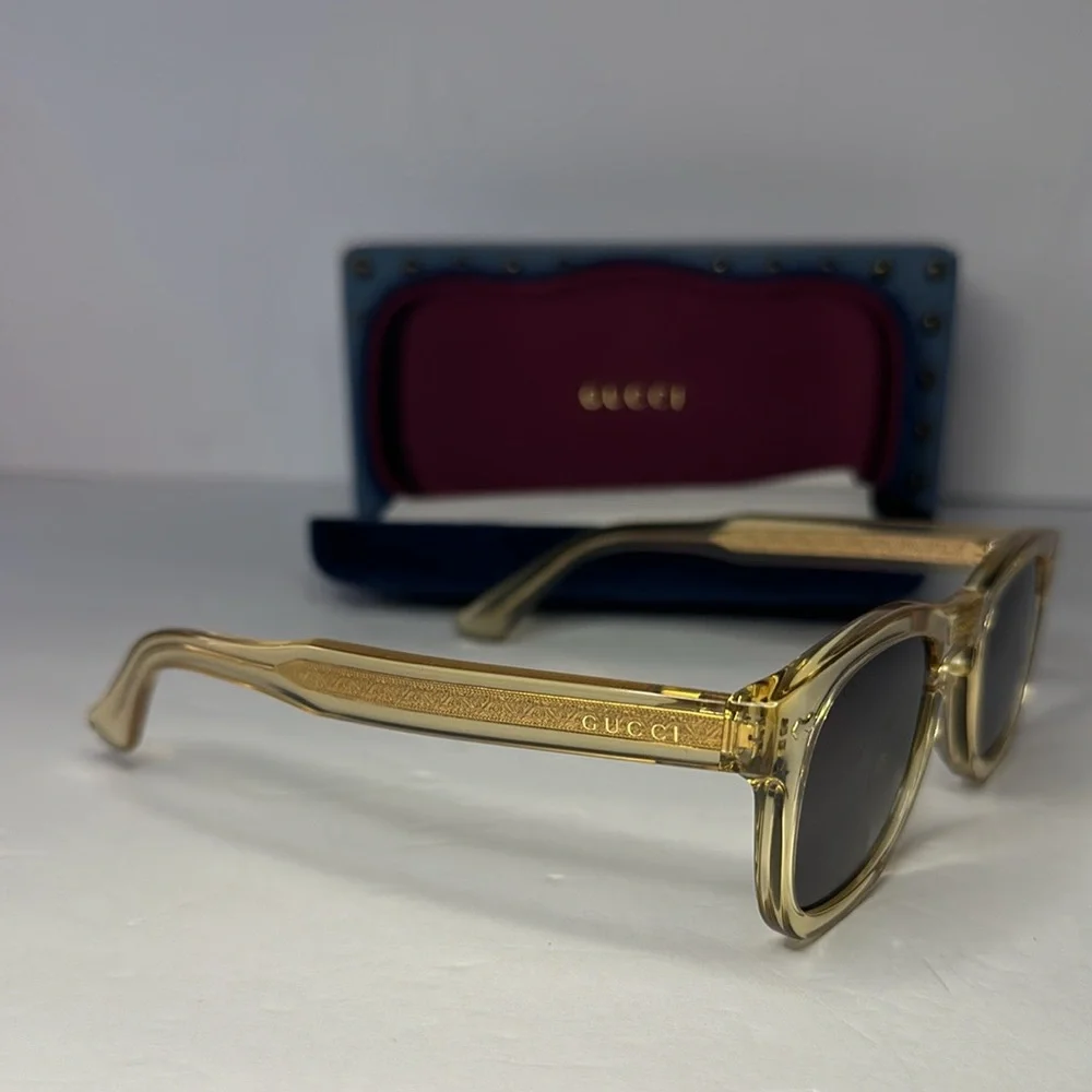 NEW Gucci GG0182S 006 Transparent Brown Square Unisex Sunglasses GG 0182S